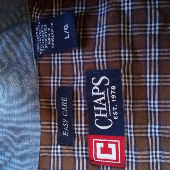 Chaps Plaid Long Sleeve Button Down Casual Mens Dress Shirt Large - Picture 3 of 4